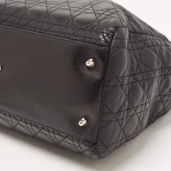 Pre Owned Dior Black Cannage Leather Large Soft lady Dior Tote