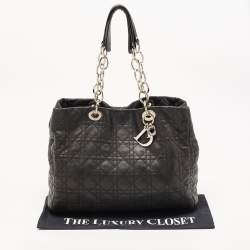 Pre Owned Dior Black Cannage Leather Large Soft lady Dior Tote