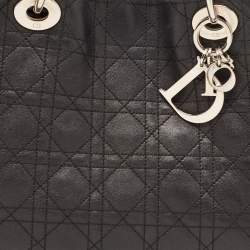 Pre Owned Dior Black Cannage Leather Large Soft lady Dior Tote