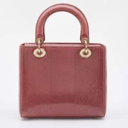 Dior Pink Python Medium Lady Dior Tote