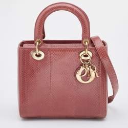 Dior Pink Python Medium Lady Dior Tote