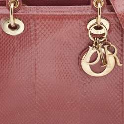 Dior Pink Python Medium Lady Dior Tote
