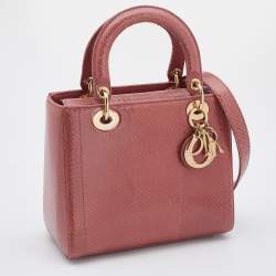 Dior Pink Python Medium Lady Dior Tote