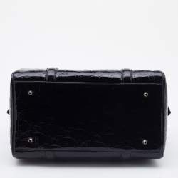 Pre Owned Dior Black Oblique Monogram Patent Leather Boston Bag