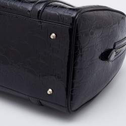 Pre Owned Dior Black Oblique Monogram Patent Leather Boston Bag