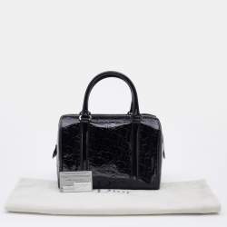 Pre Owned Dior Black Oblique Monogram Patent Leather Boston Bag