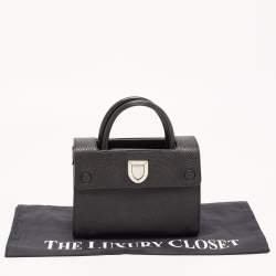 Pre Owned Dior Black Pebbled Leather Mini Diorever Top Handle Bag