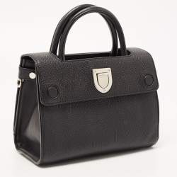 Pre Owned Dior Black Pebbled Leather Mini Diorever Top Handle Bag