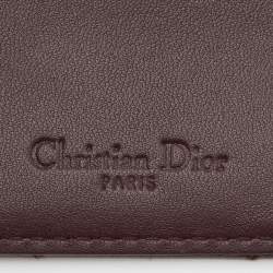Pre Owned Dior Burgundy Cannage Leather Lady Dior Card Holder