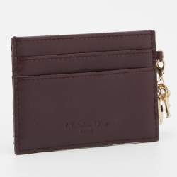 Pre Owned Dior Burgundy Cannage Leather Lady Dior Card Holder