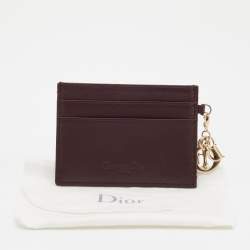 Pre Owned Dior Burgundy Cannage Leather Lady Dior Card Holder