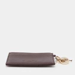 Pre Owned Dior Burgundy Cannage Leather Lady Dior Card Holder
