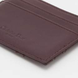 Pre Owned Dior Burgundy Cannage Leather Lady Dior Card Holder
