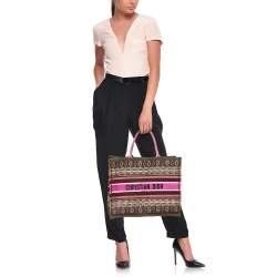 Pre Owned Dior Multicolor Embroidered Canvas Large Book Tote