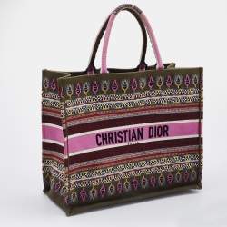 Pre Owned Dior Multicolor Embroidered Canvas Large Book Tote