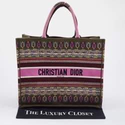 Pre Owned Dior Multicolor Embroidered Canvas Large Book Tote
