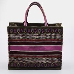 Pre Owned Dior Multicolor Embroidered Canvas Large Book Tote