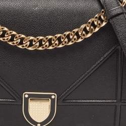 Pre Owned Dior Black Leather Medium Diorama Shoulder Bag