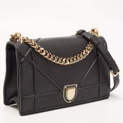 Pre Owned Dior Black Leather Medium Diorama Shoulder Bag