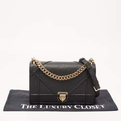 Pre Owned Dior Black Leather Medium Diorama Shoulder Bag