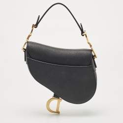 Dior Black Leather Mini Saddle Bag