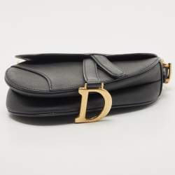 Dior Black Leather Mini Saddle Bag