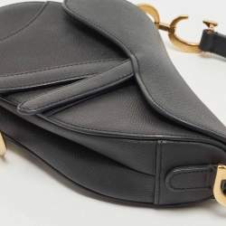 Dior Black Leather Mini Saddle Bag