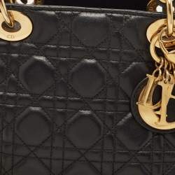 Dior Black Cannage Leather Medium Lady Dior Tote