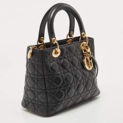 Dior Black Cannage Leather Medium Lady Dior Tote