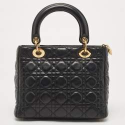 Dior Black Cannage Leather Medium Lady Dior Tote