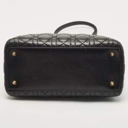 Dior Black Cannage Leather Medium Lady Dior Tote