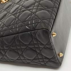 Dior Black Cannage Leather Medium Lady Dior Tote