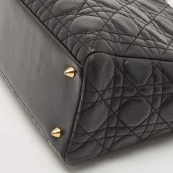 Dior Black Cannage Leather Medium Lady Dior Tote
