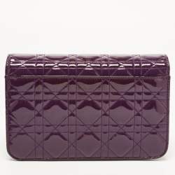 Pre Owned Dior Purple Cannage Patent Leather Miss Dior Promenade Chain Bag