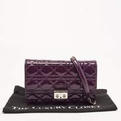 Pre Owned Dior Purple Cannage Patent Leather Miss Dior Promenade Chain Bag