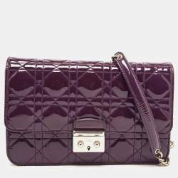 Pre Owned Dior Purple Cannage Patent Leather Miss Dior Promenade Chain Bag
