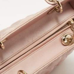 Dior Metallic Pink Cannage Leather Medium Lady Dior Tote