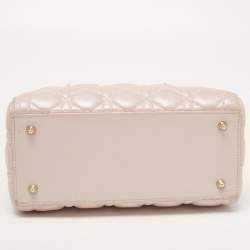 Dior Metallic Pink Cannage Leather Medium Lady Dior Tote
