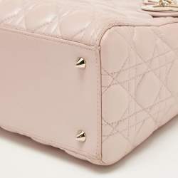 Dior Metallic Pink Cannage Leather Medium Lady Dior Tote