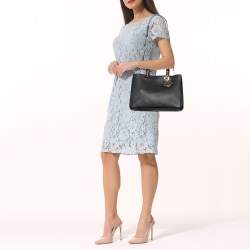 Pre Owned Dior Black Leather Medium Diorissimo Shopper Tote