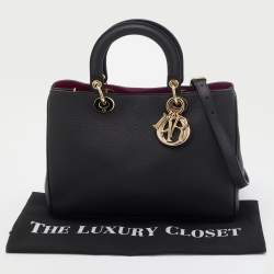Pre Owned Dior Black Leather Medium Diorissimo Shopper Tote