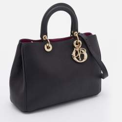 Pre Owned Dior Black Leather Medium Diorissimo Shopper Tote
