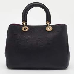 Pre Owned Dior Black Leather Medium Diorissimo Shopper Tote