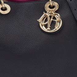 Pre Owned Dior Black Leather Medium Diorissimo Shopper Tote