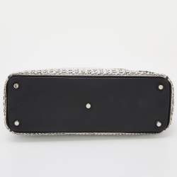 Pre Owned Dior Silver/Black Metallic Tweed Medium Patch Diorissimo Tote