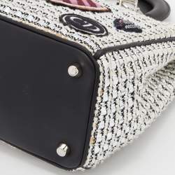 Pre Owned Dior Silver/Black Metallic Tweed Medium Patch Diorissimo Tote