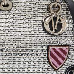 Pre Owned Dior Silver/Black Metallic Tweed Medium Patch Diorissimo Tote