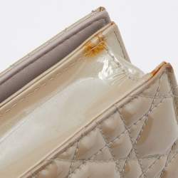 Pre Owned Dior Grey Cannage Patent Leather Lady Dior Chain Clutch