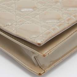 Pre Owned Dior Grey Cannage Patent Leather Lady Dior Chain Clutch