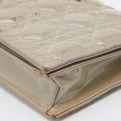 Pre Owned Dior Grey Cannage Patent Leather Lady Dior Chain Clutch